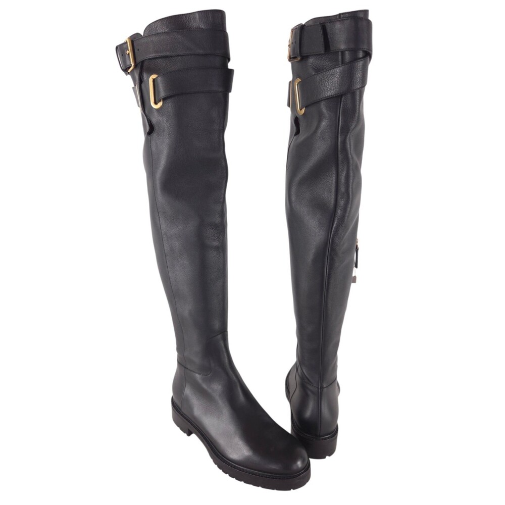 Valentino Garavani Rockstud V-Logo Tall Boots US 9.5 EU 39.5 Womens Black $2150